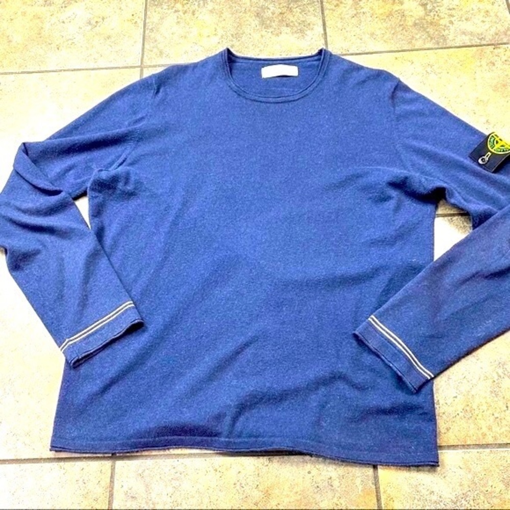 Stone Island Blue Crewneck Lightweight Sweater Size Large